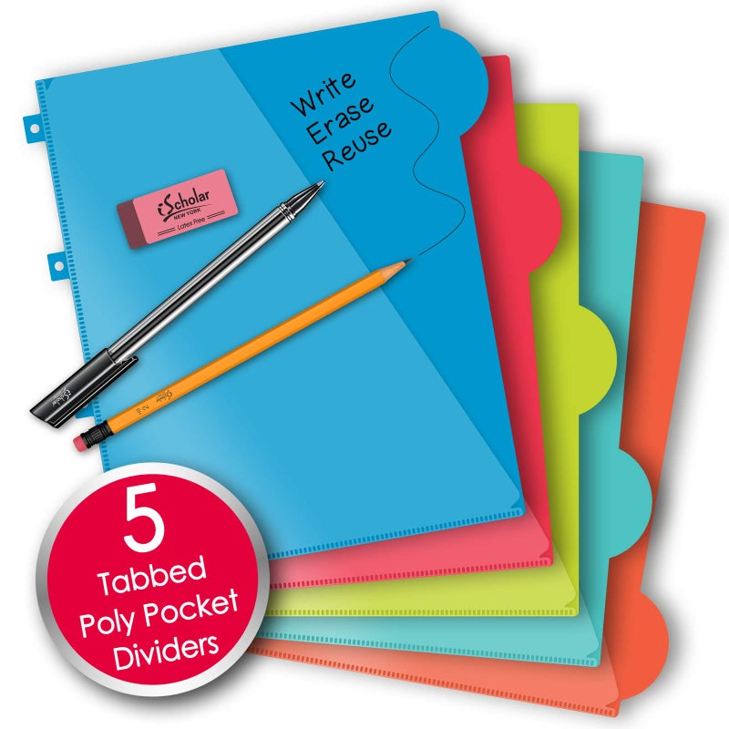 iScholar iQ 5-Subject Poly Cover Wirebound Notebook  College Ruled  11 x 8.5 Inch Sheet Size  200 Sheets  Cover Color May Vary (59906) - Image 5
